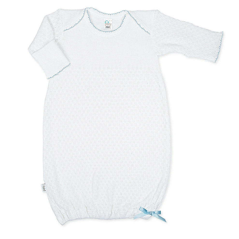 Knit Overlap Shoulder Gown With Bow | NB | Paty
