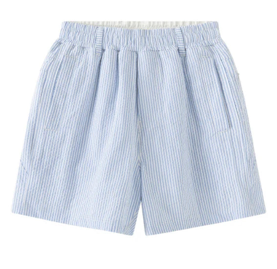 Seersucker Blue & White Freeballers Shorts | 6" Inseam | Meripex Apparel