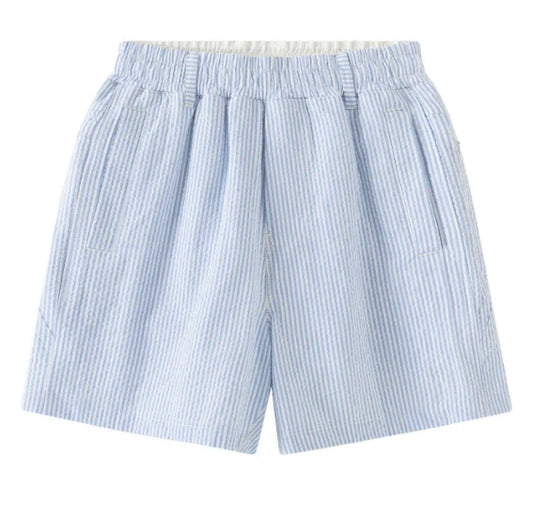 Seersucker Blue & White Freeballers Shorts | 6" Inseam | Meripex Apparel