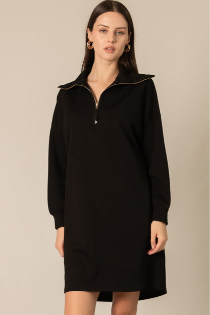 Butter Modal Quarter Zip Up Long Sleeve Dress
