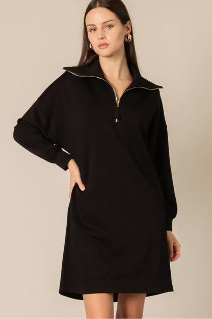 Butter Modal Quarter Zip Up Long Sleeve Dress