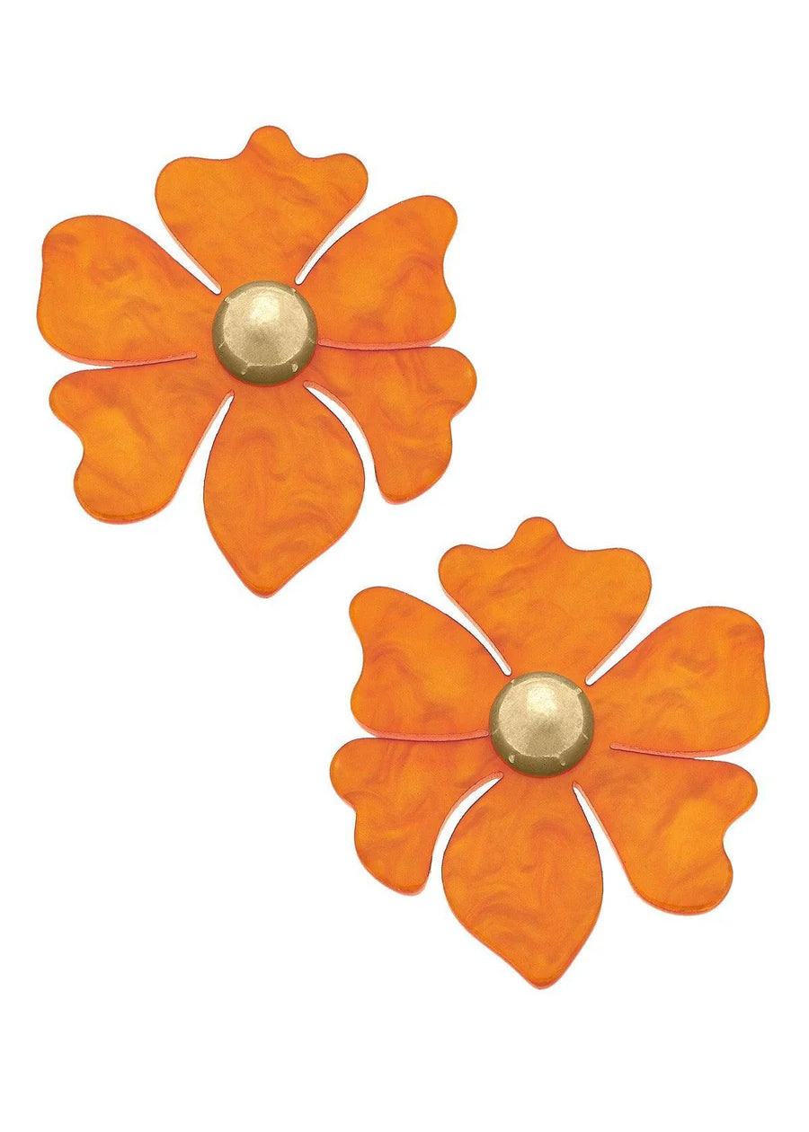 Sophie Marbled Resin Flower Stud Earrings | Canvas