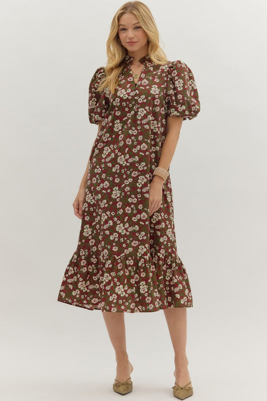 Ruffled Meadow Midi Dress