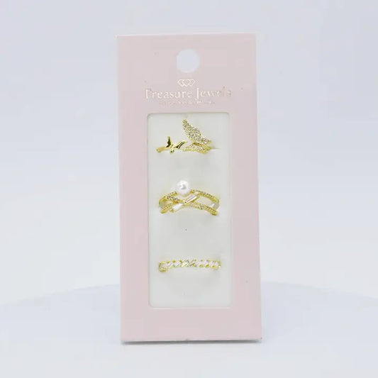 Butterfly Pearl Ring Set