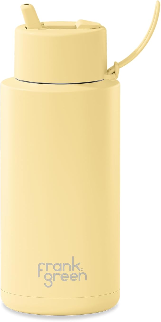 Ceramic Reusable Bottle with Flip Straw Lid | Large 34oz