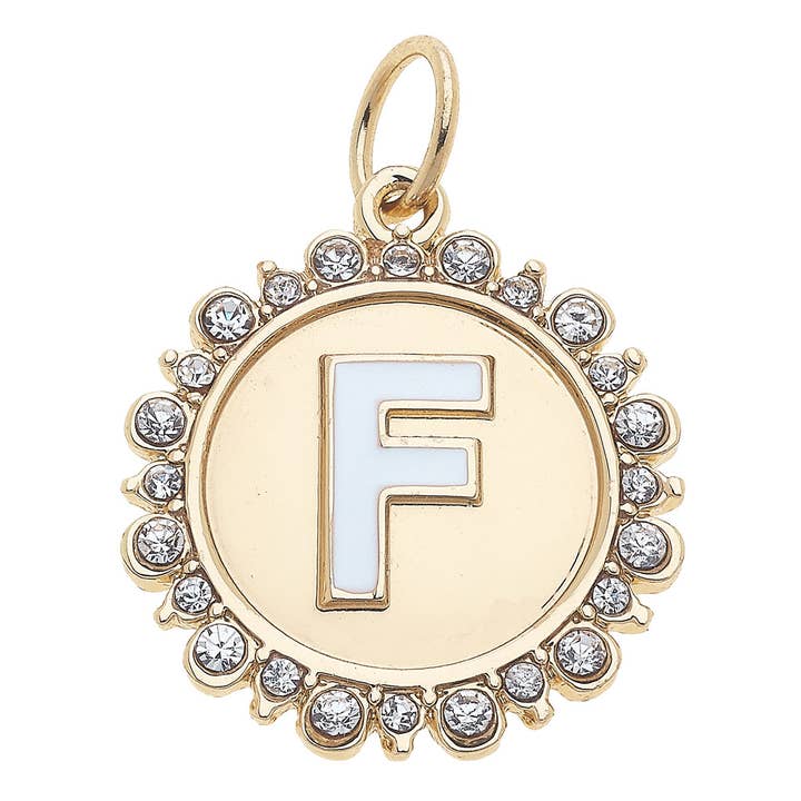 Rhinestone Letter Disc Charm