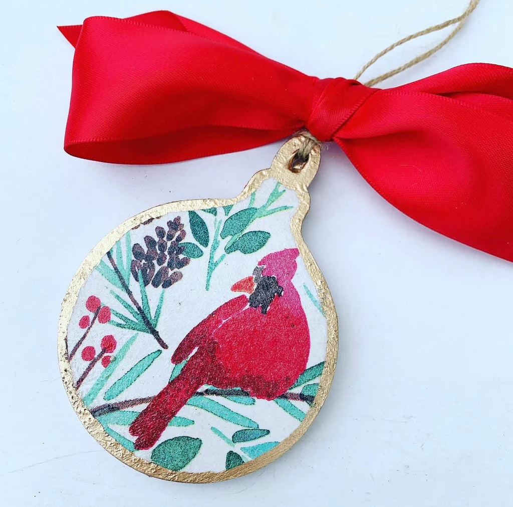 Cardinal Holly Bauble Ornament