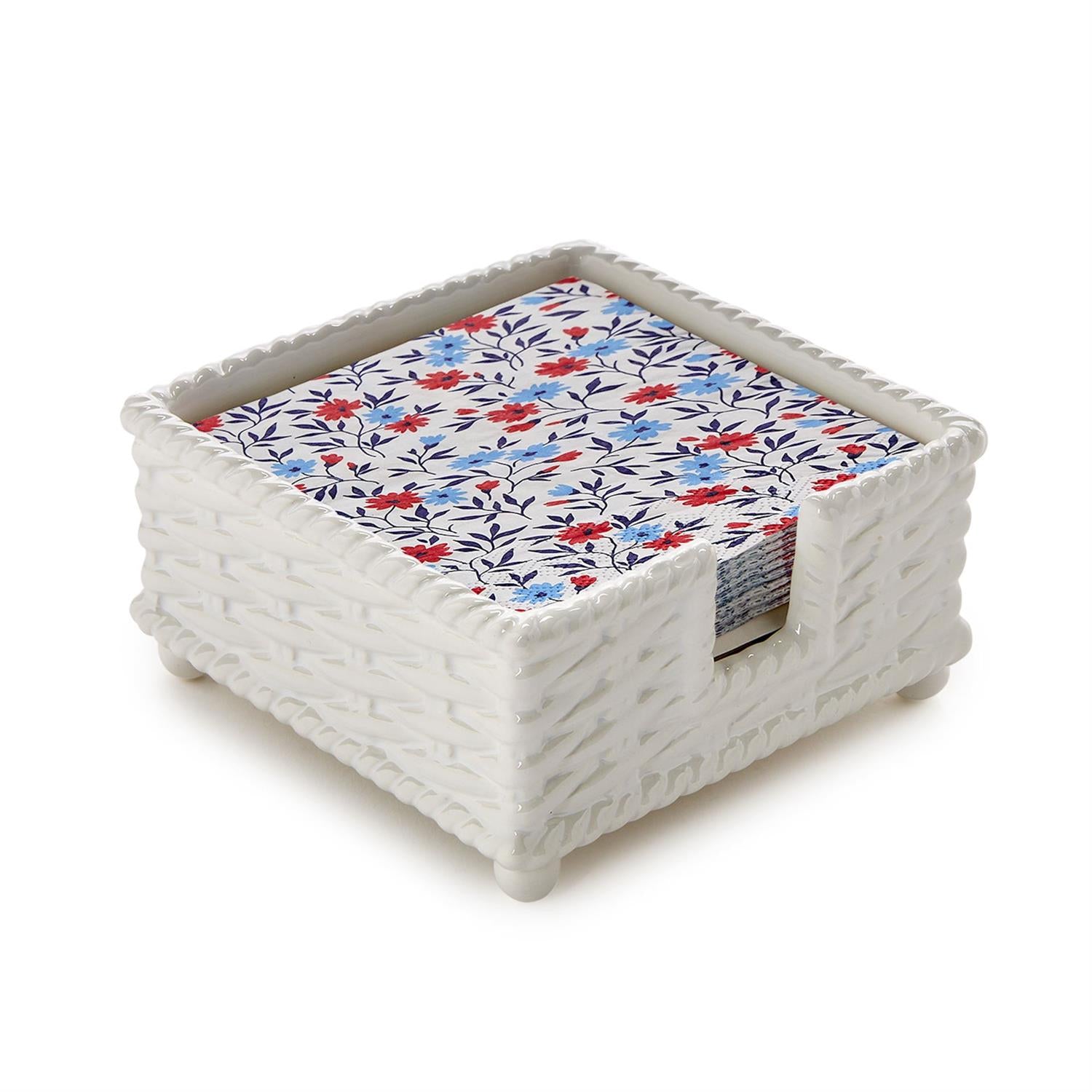 Ceramic Basketweave Cocktail Napkin Holder
