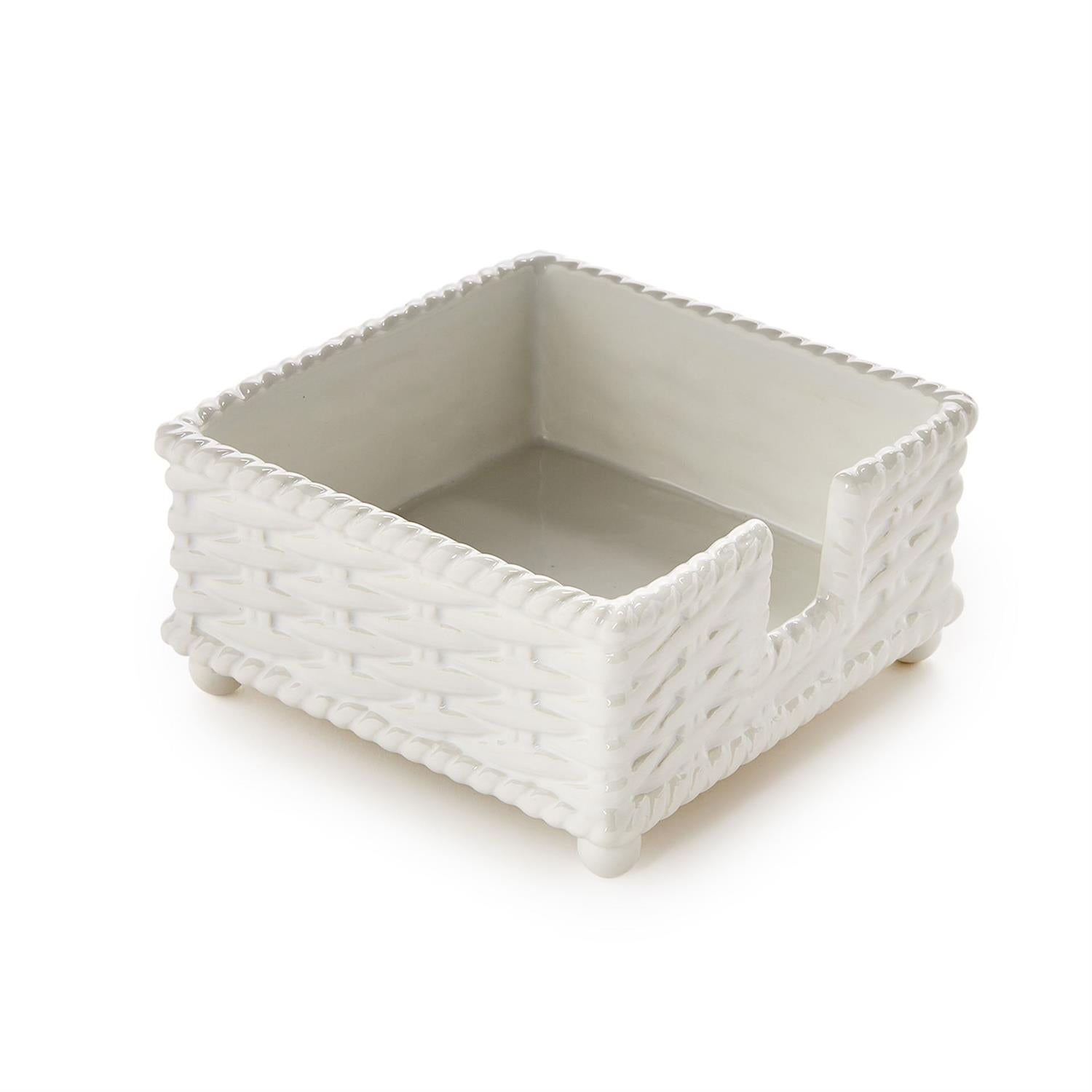 Ceramic Basketweave Cocktail Napkin Holder
