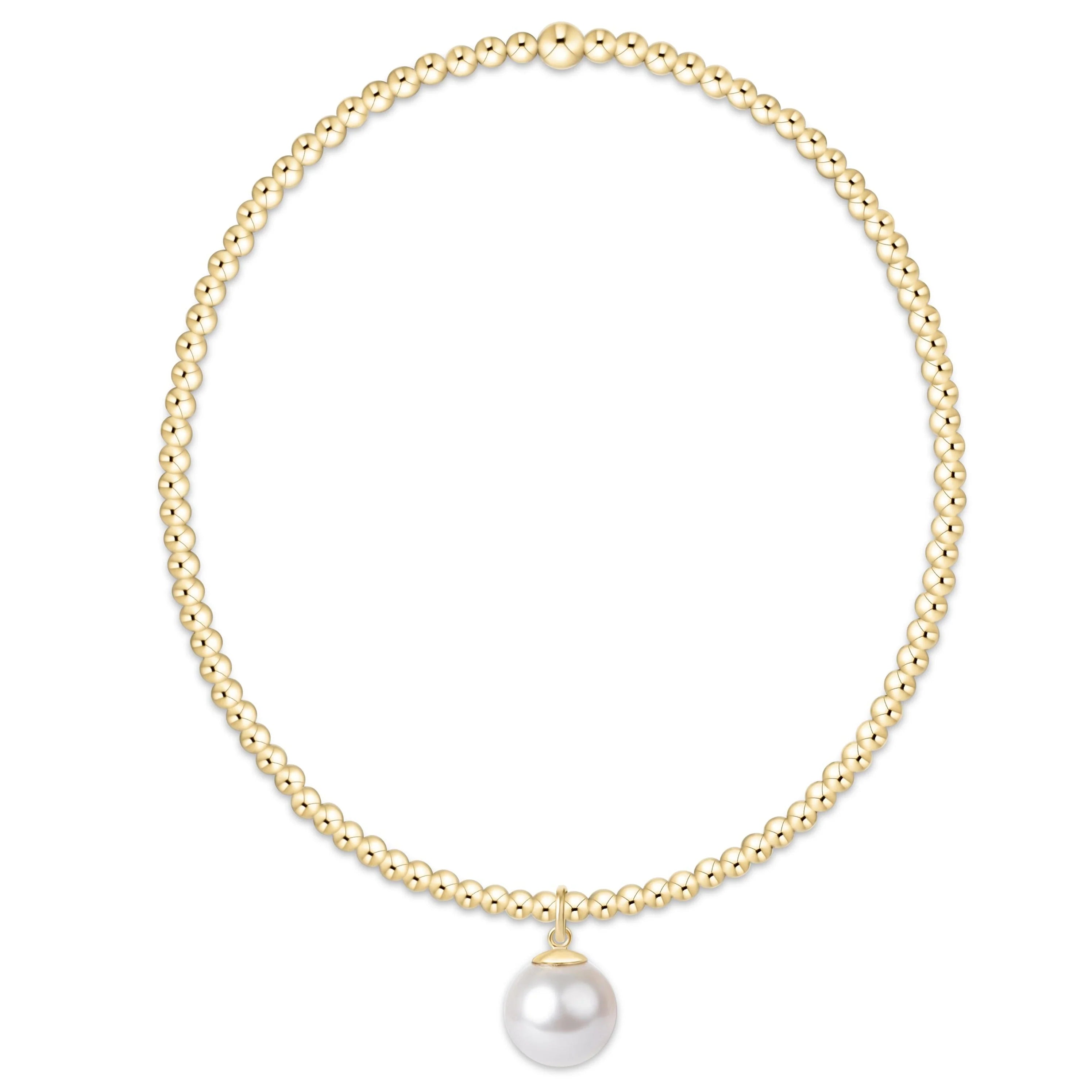 Classic Gold 2mm Bracelet - Classic Pearl 8mm Charm | enewton