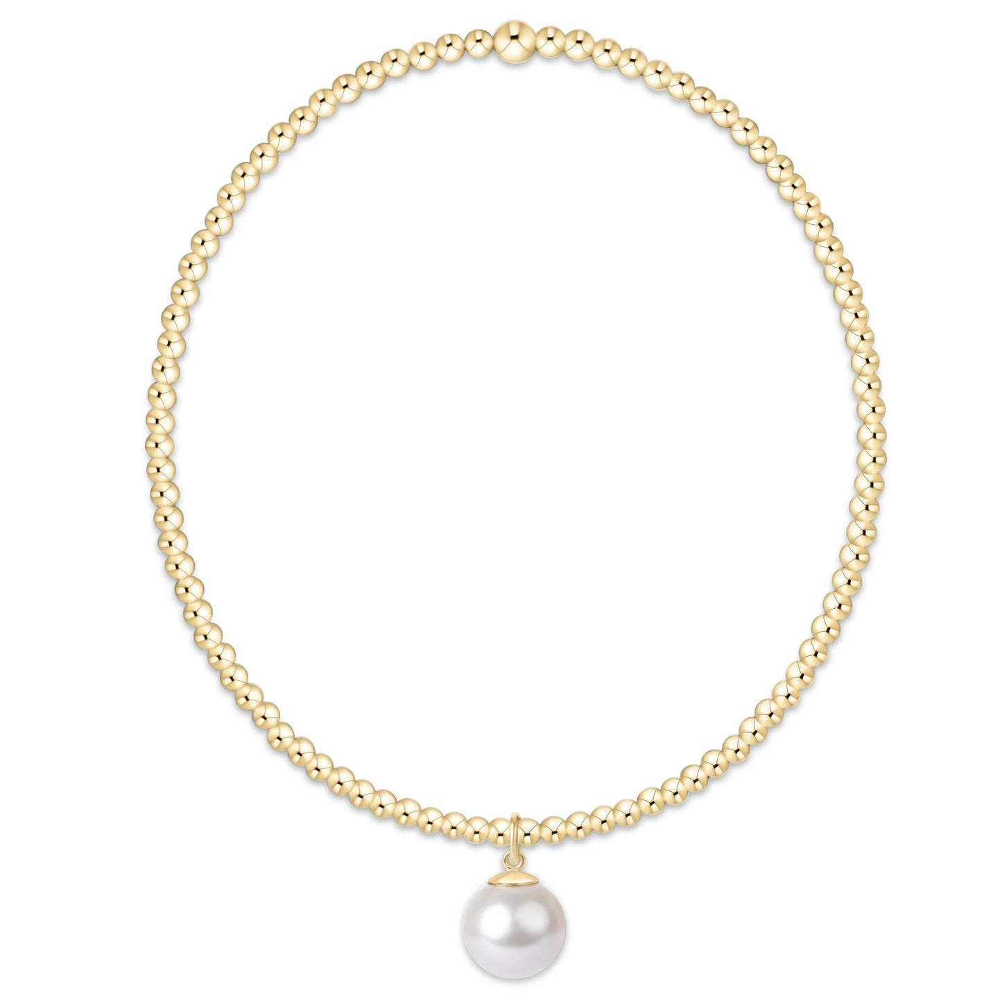 Classic Gold 2mm Bracelet - Classic Pearl 8mm Charm | eNewton