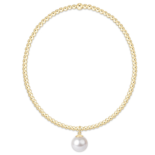 Classic Gold 2mm Bracelet - Classic Pearl 8mm Charm | eNewton