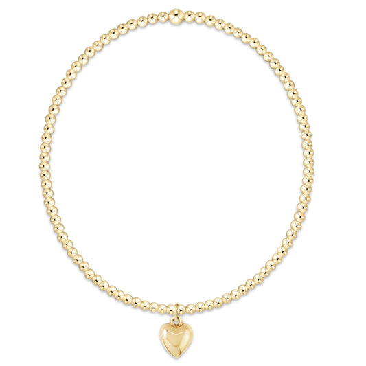 Classic Gold 2mm Bracelet with Love Plush Small Gold Charm | enewton