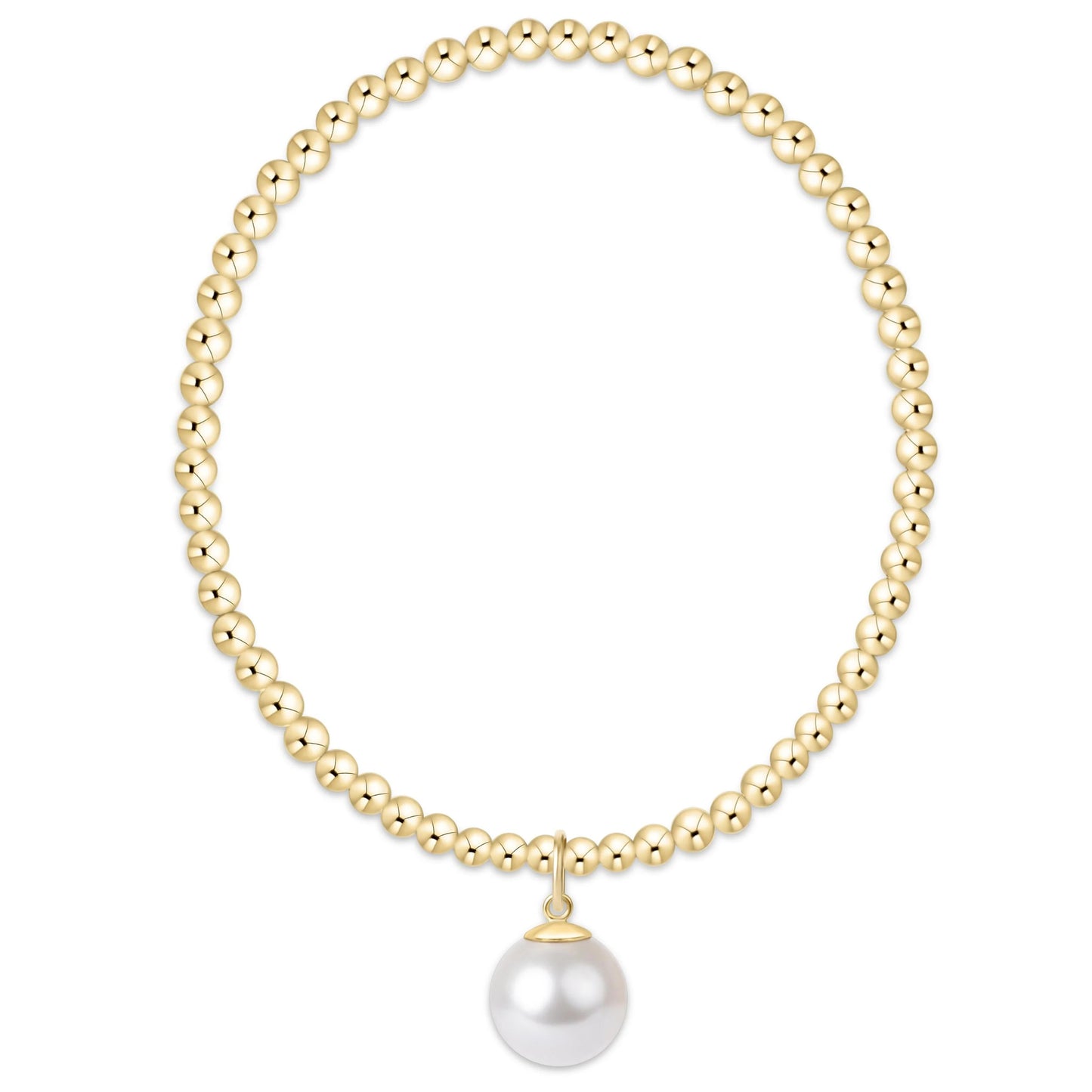 Classic Gold 3mm Bracelet - Classic Pearl 10mm Charm | enewton