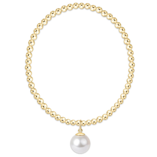 Classic Gold 3mm Bracelet - Classic Pearl 10mm Charm | eNewton