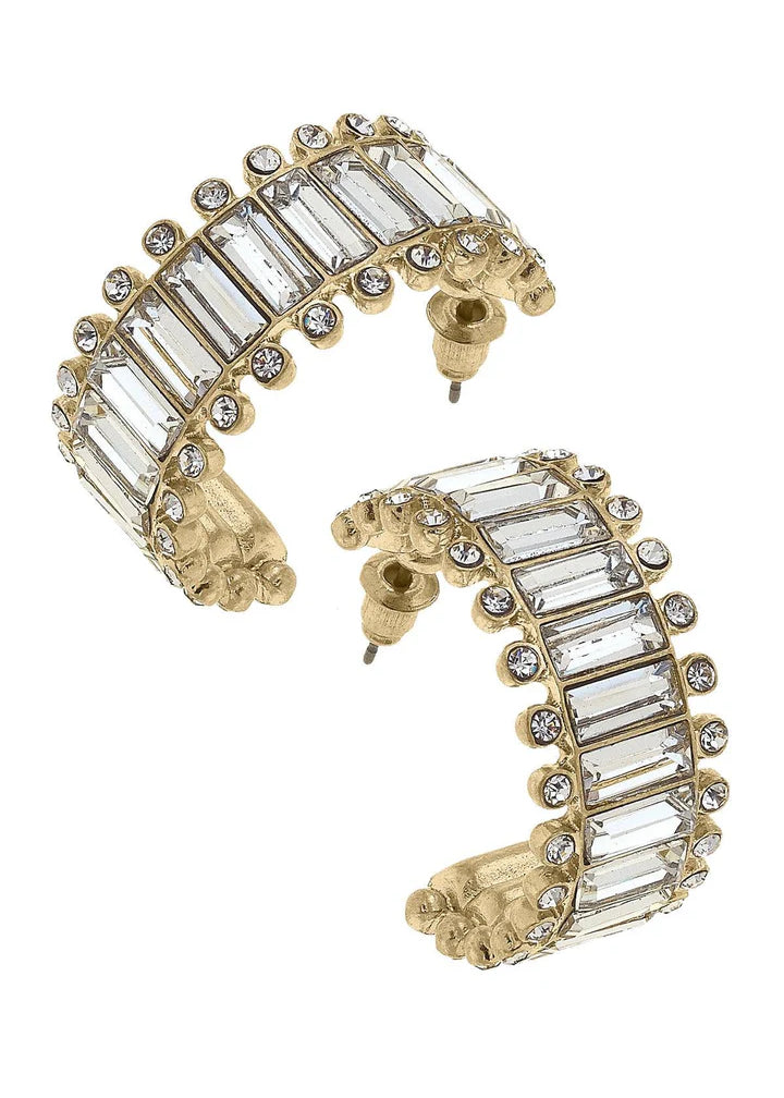 Katherine Rhinestone Baguette Hoop Earrings | Canvas