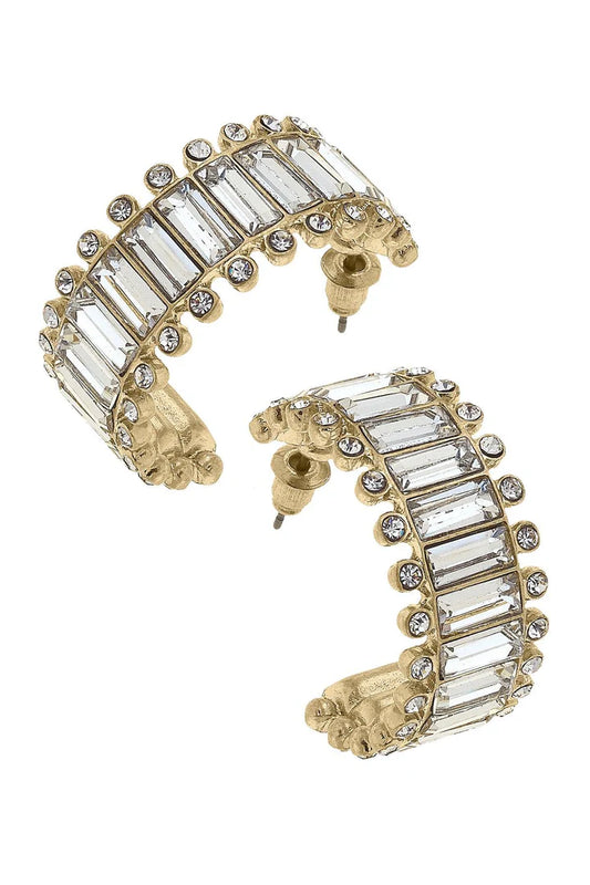 Katherine Rhinestone Baguette Hoop Earrings | Canvas