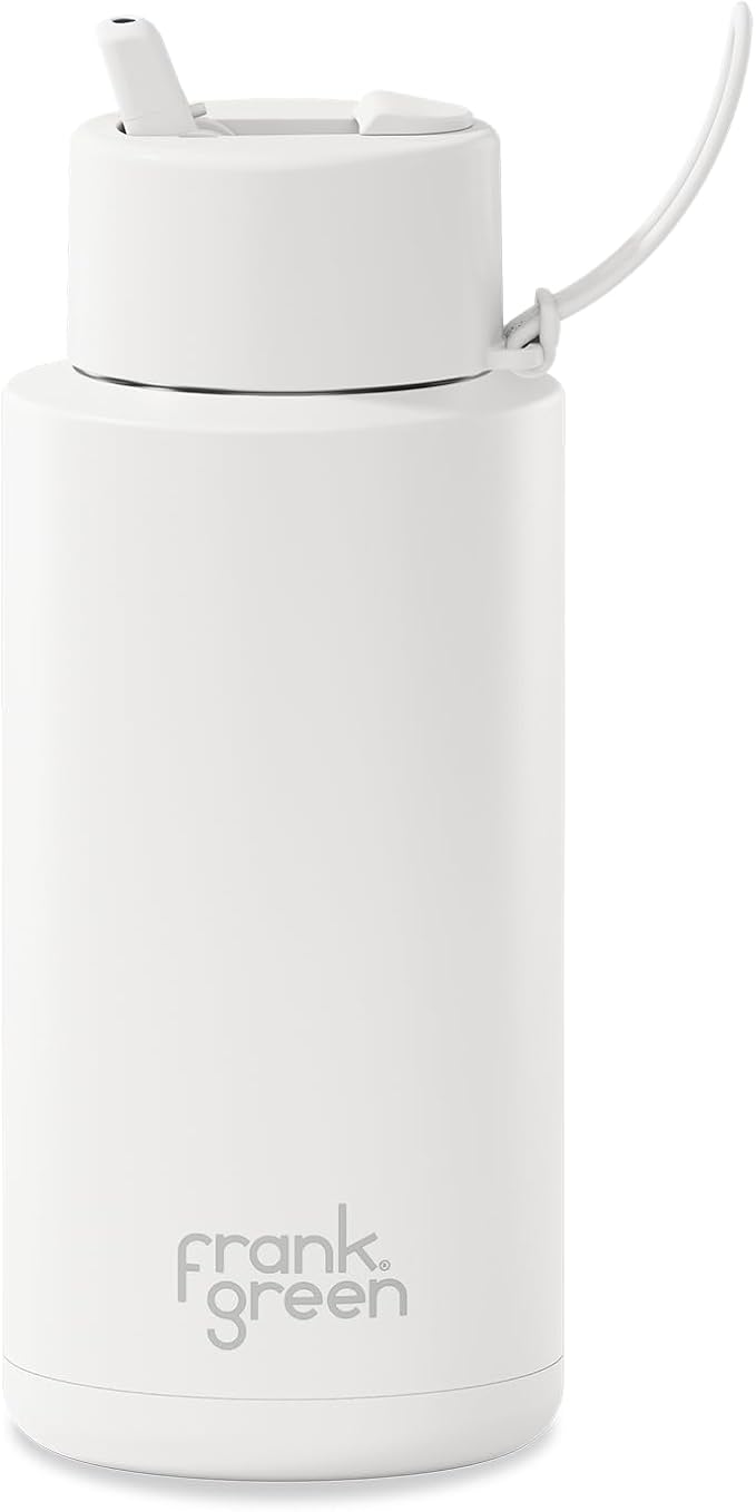 Ceramic Reusable Bottle with Flip Straw Lid | Large 34oz
