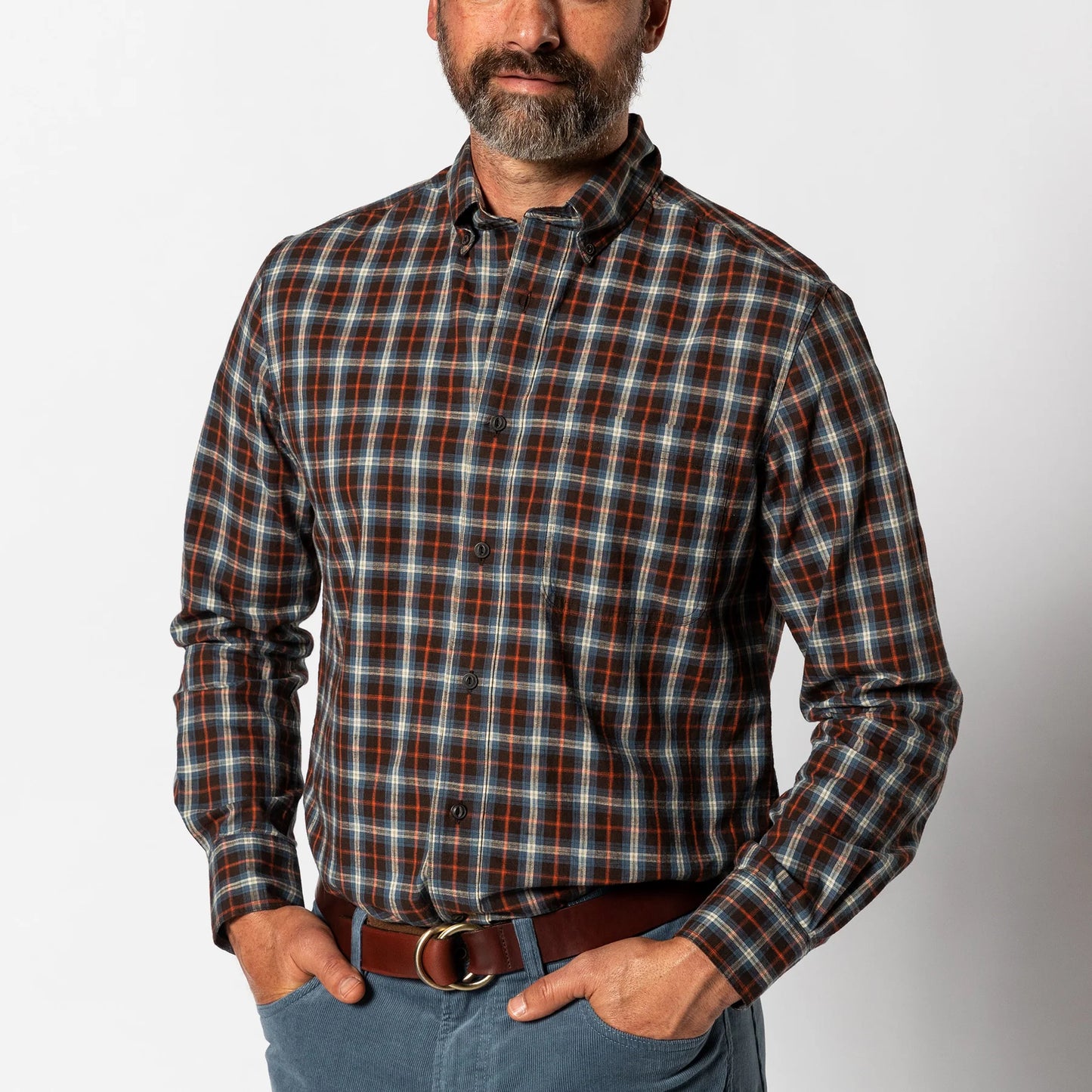 Cotton Slub Sport Shirt | Dunn Plaid | Duck Head
