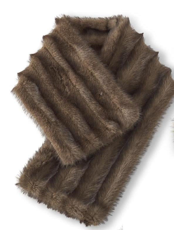 Long Fur Cut Through Scarf