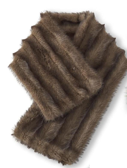 Long Fur Cut Through Scarf