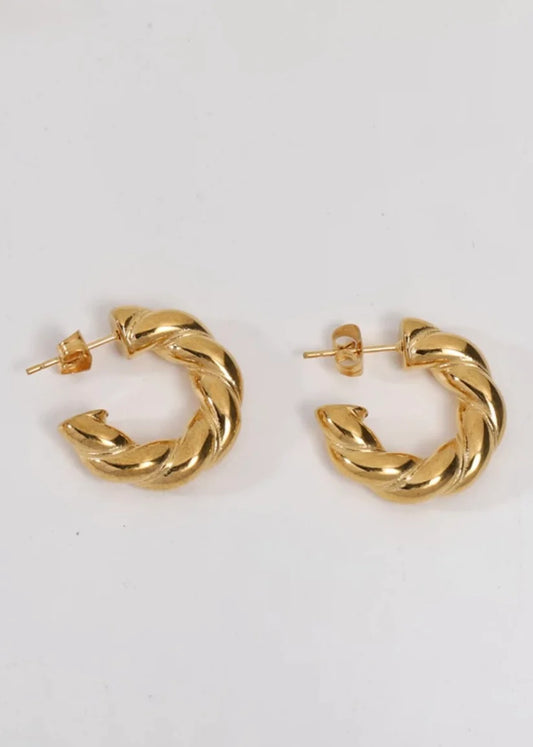 Dainty Twist Hoop Earrings | Gold