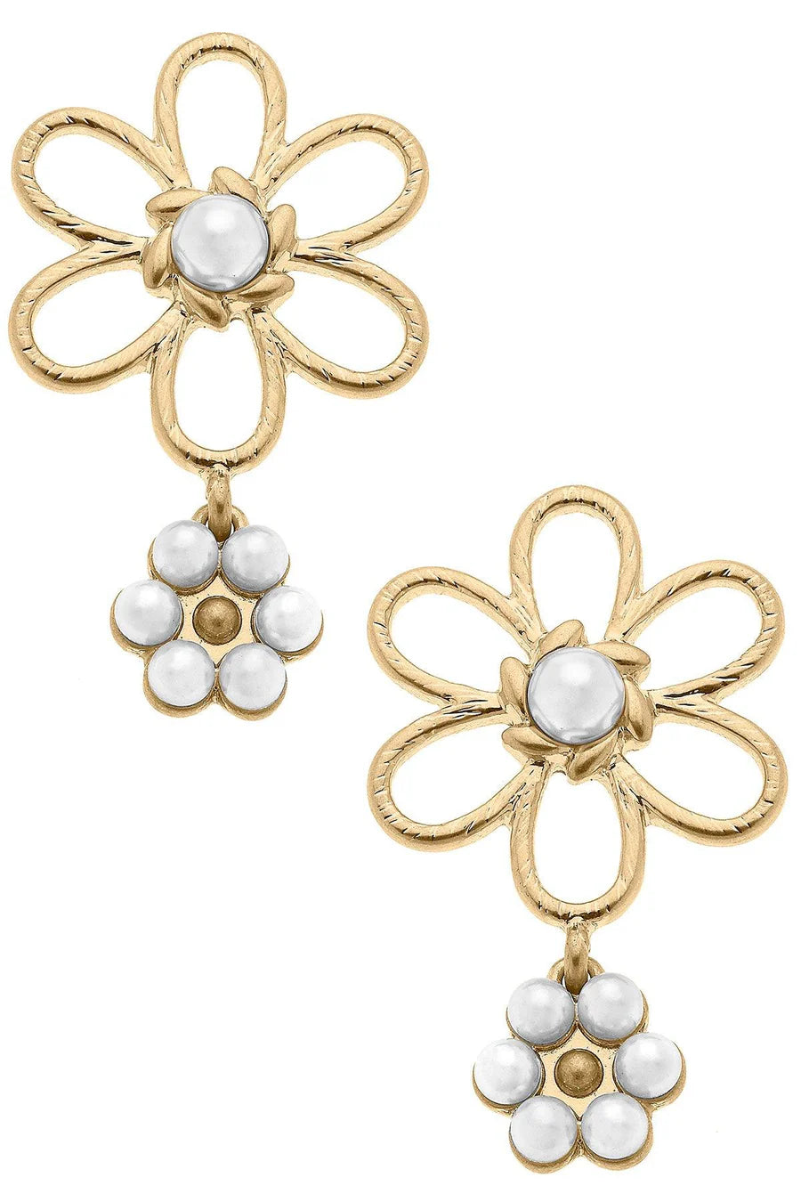 Dannie Pearl Flower Drop Earrings