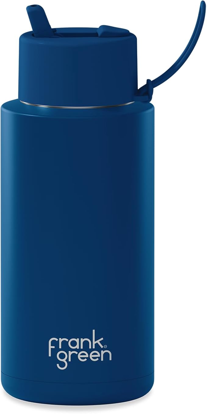 Ceramic Reusable Bottle with Flip Straw Lid | Large 34oz