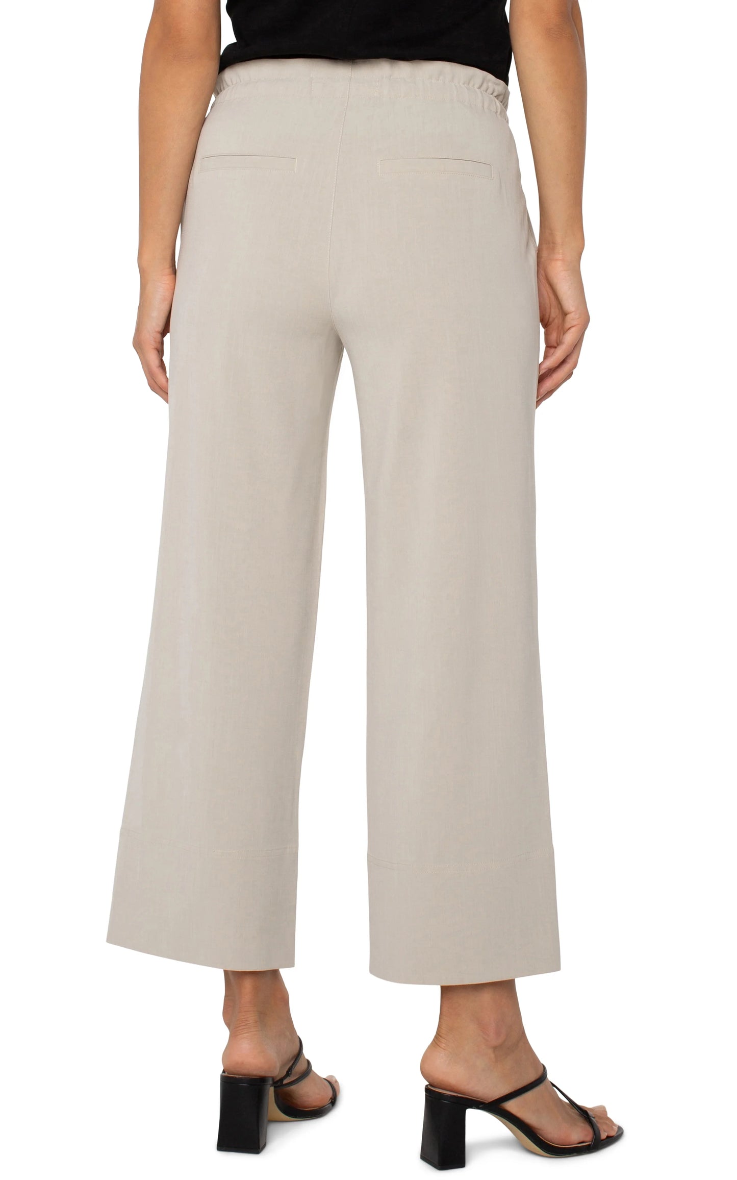 Pull-On Tie Waist Wide Leg Ankle Pant | Liverpool