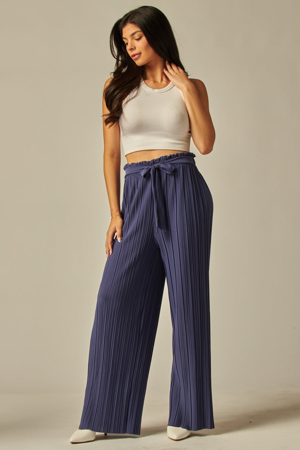 Tie Front Pleated Pant