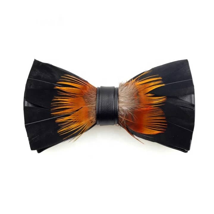Handmade Feather Bowtie Orange