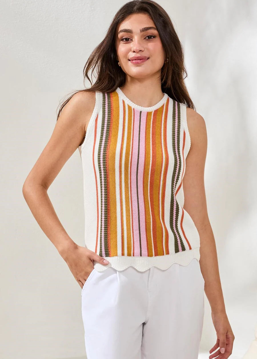 Textured Crew Neck Knit Sweater Cami