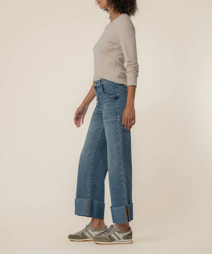Meg High Rise Wide Leg With Roll Up Pants