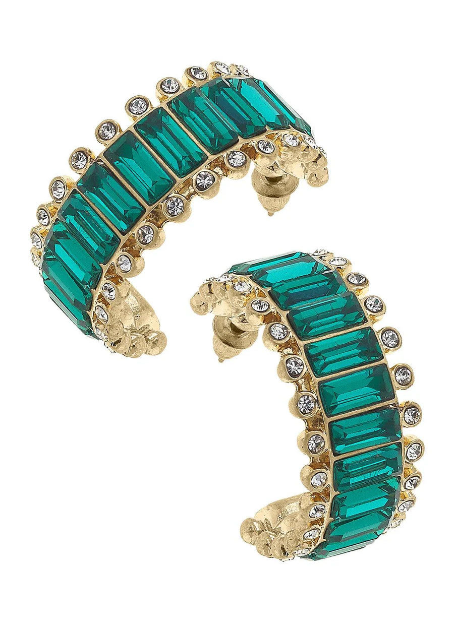 Katherine Rhinestone Baguette Hoop Earrings | Canvas