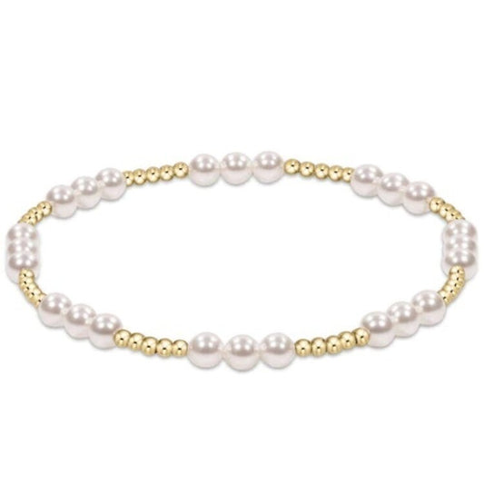 Classic Joy Pattern 4mm Beaded Bracelet- Pearl