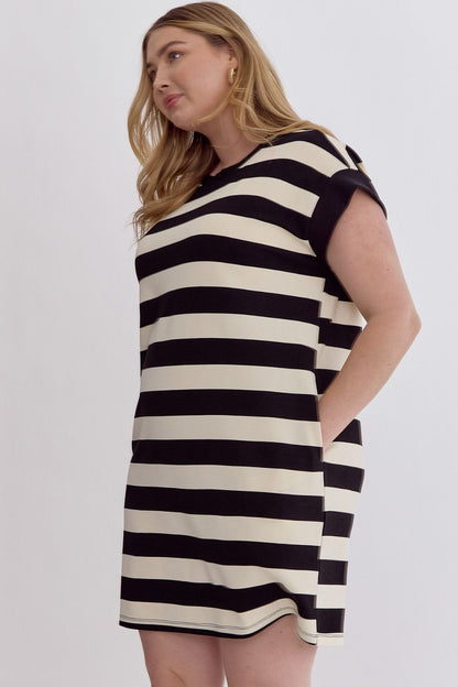 Summer Breeze Striped Pocket Mini Dress