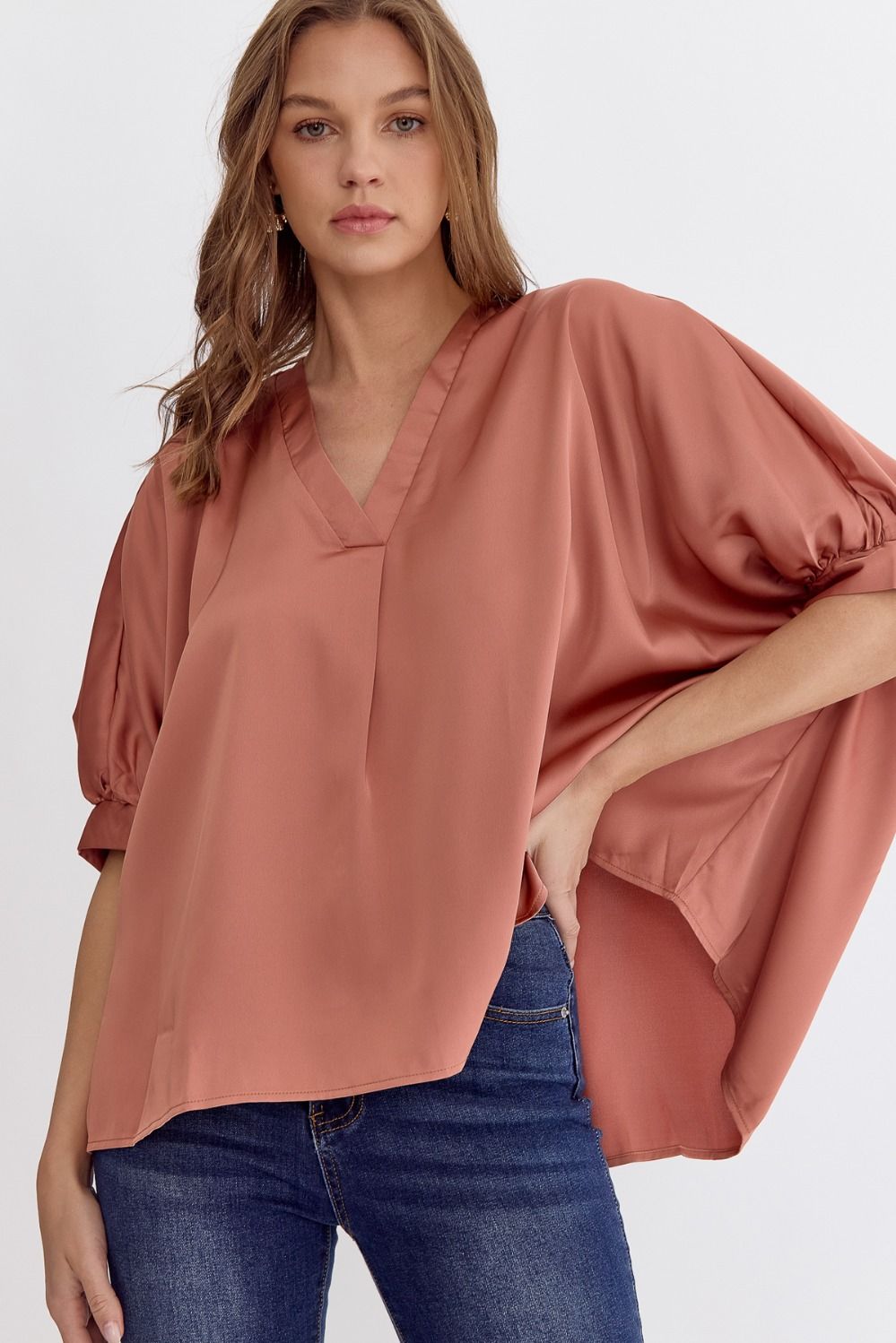 Puff Sleeve Satin Blouse