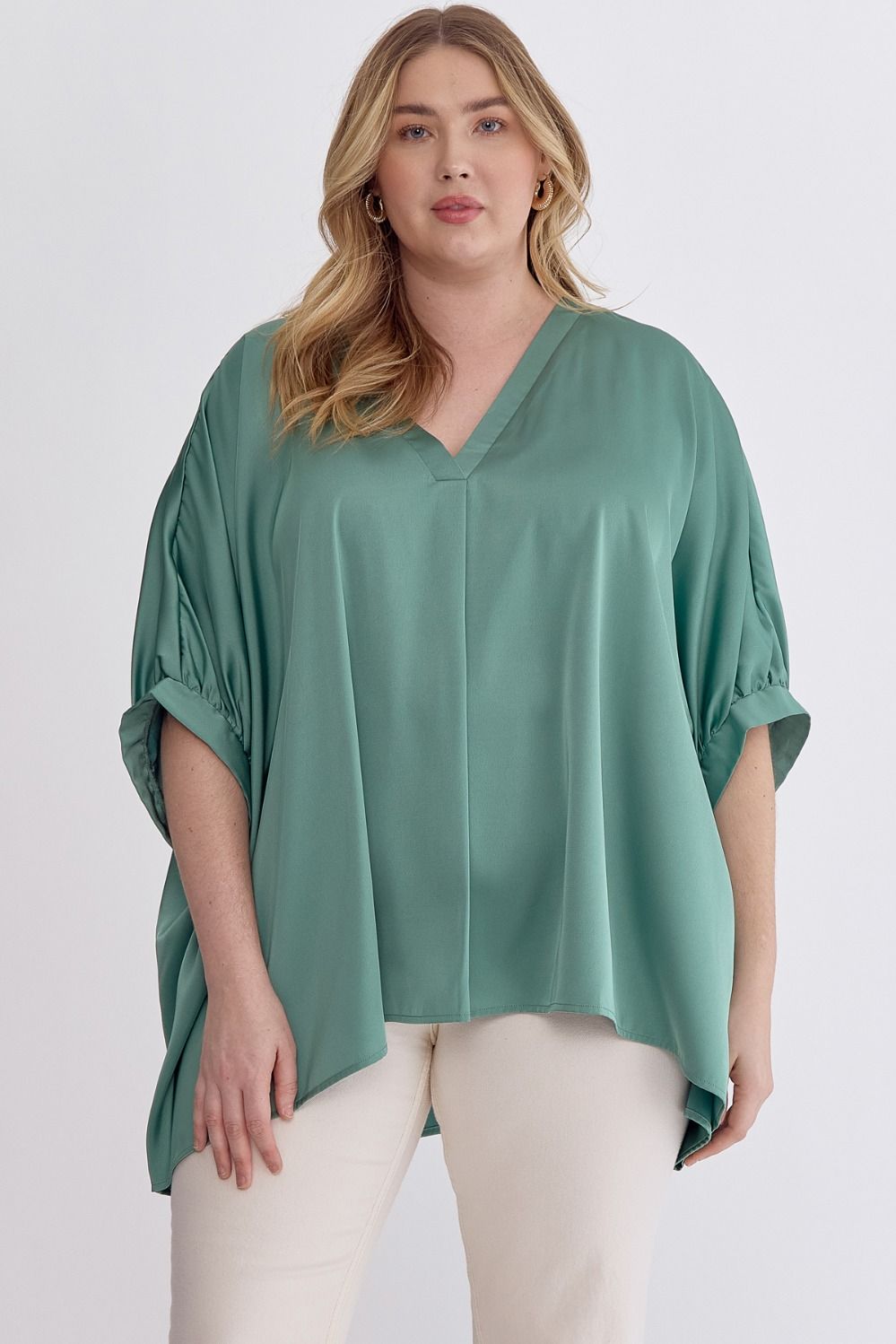 Puff Sleeve Satin Blouse