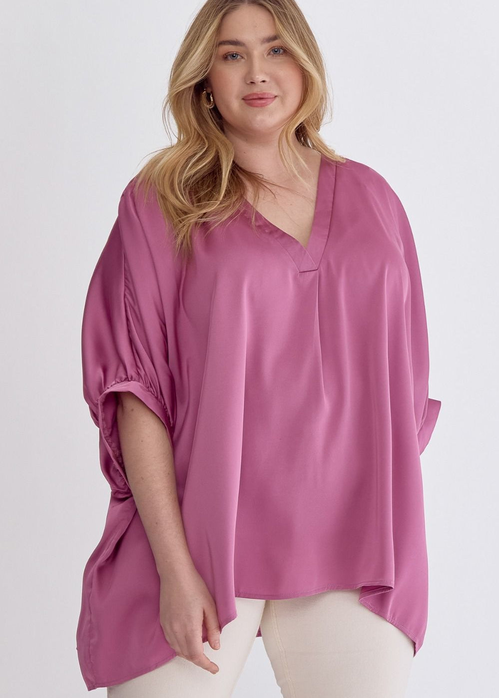 Puff Sleeve Satin Blouse