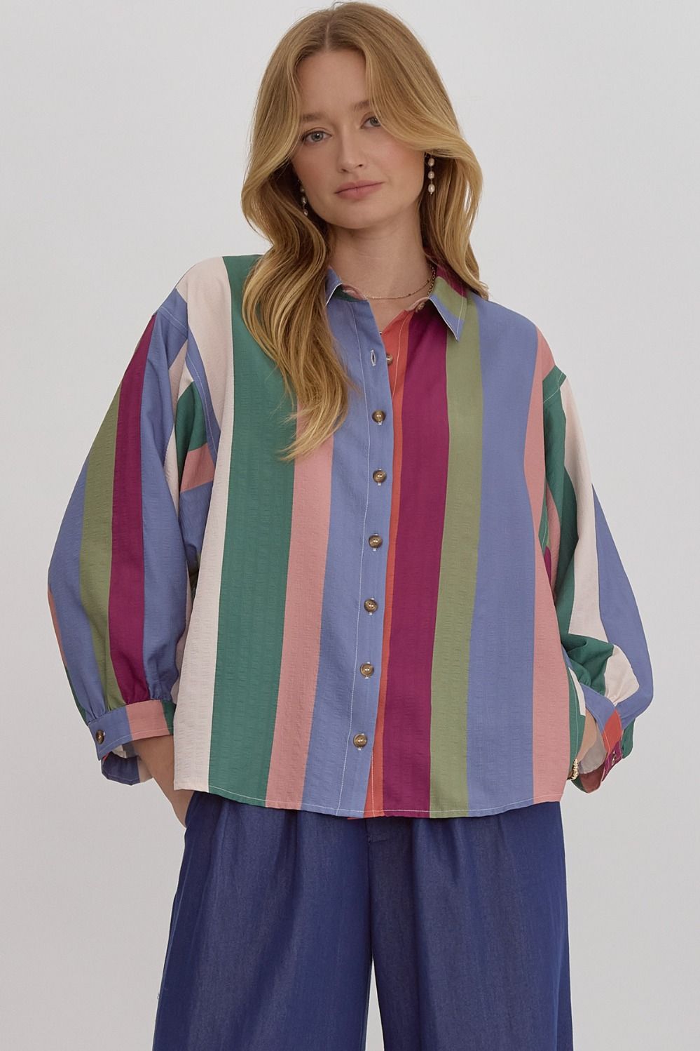 Vibrant Stripes Button-Down