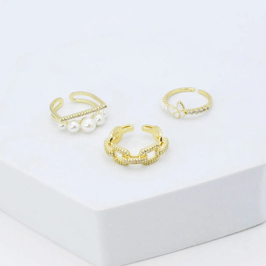 Whispering Pearl Ring Set