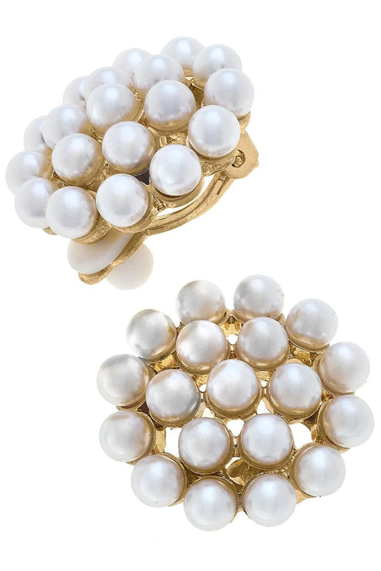 Everly Pearl Cluster Clip On Earrings