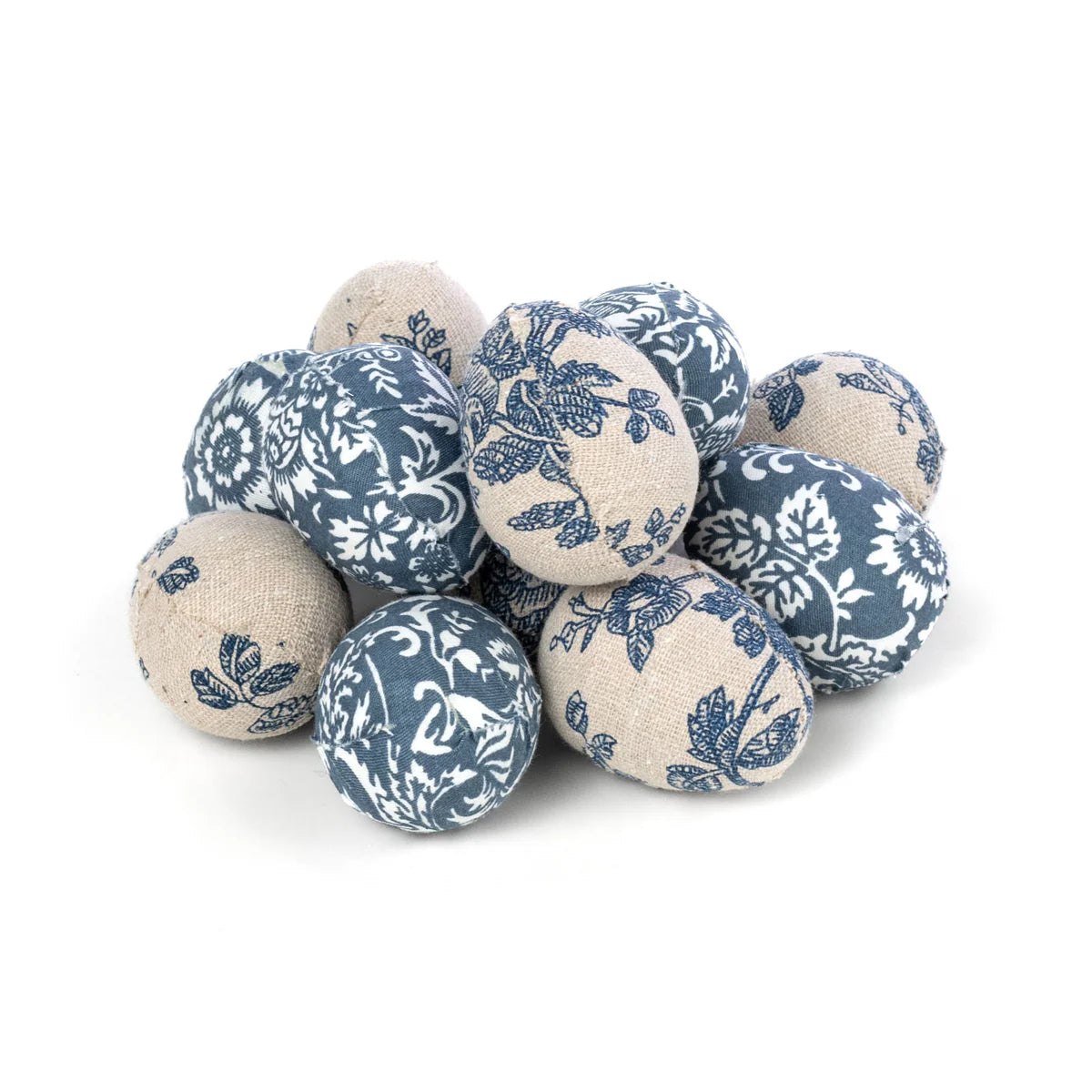 Blue & White Floral Fabric Eggs