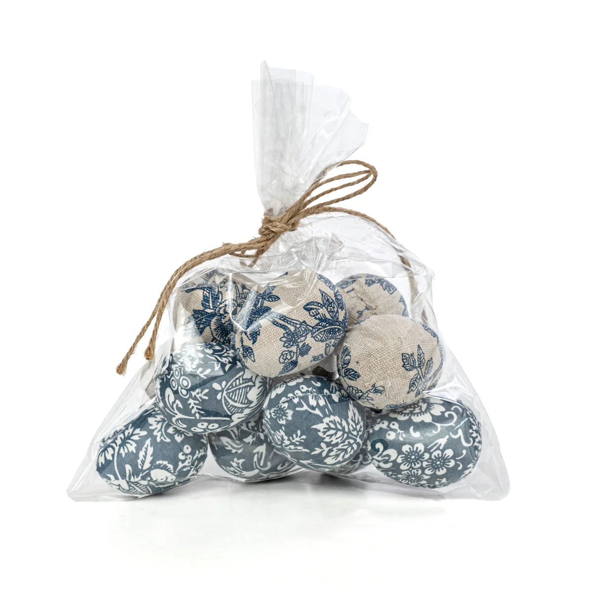 Blue & White Floral Fabric Eggs