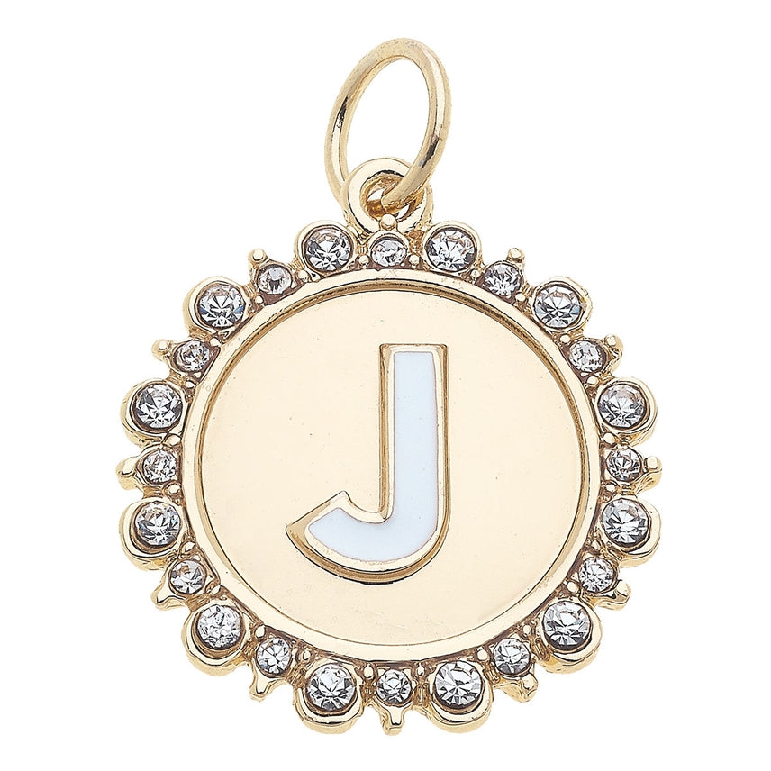 Rhinestone Letter Disc Charm