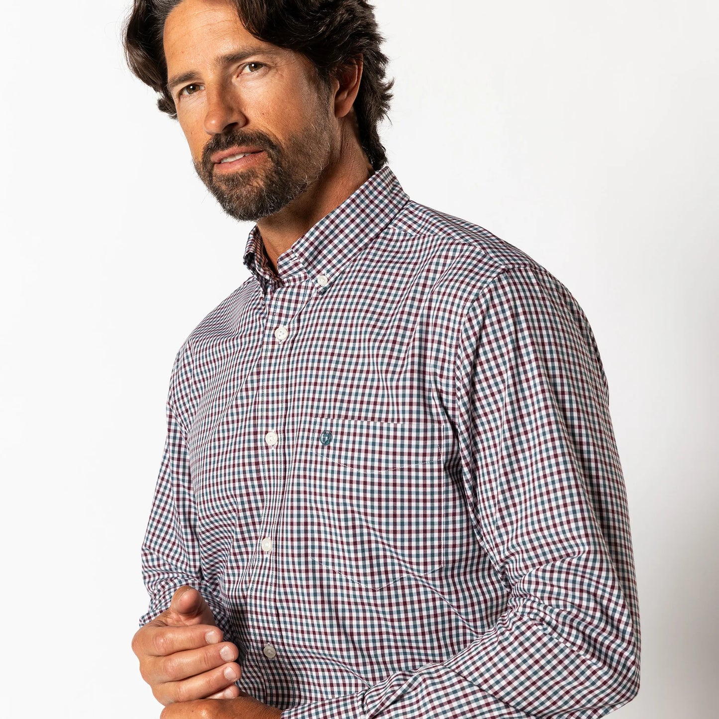 Performance Poplin Sport Shirt | Merill Gingham | Duck Head