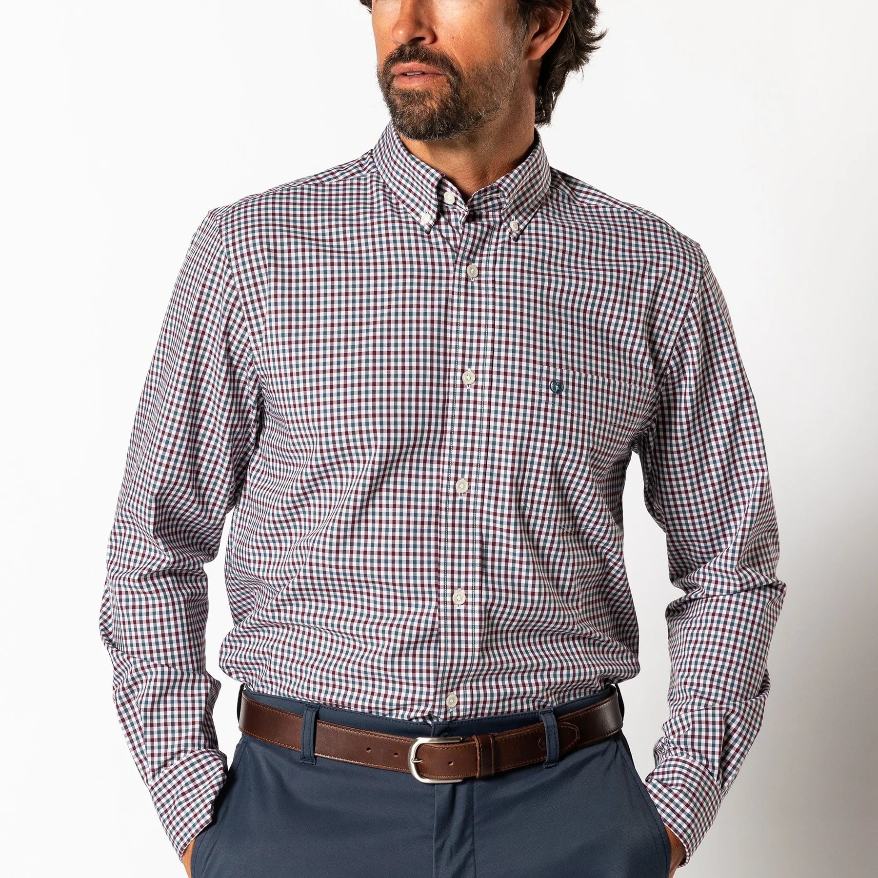 Performance Poplin Sport Shirt | Merill Gingham | Duck Head