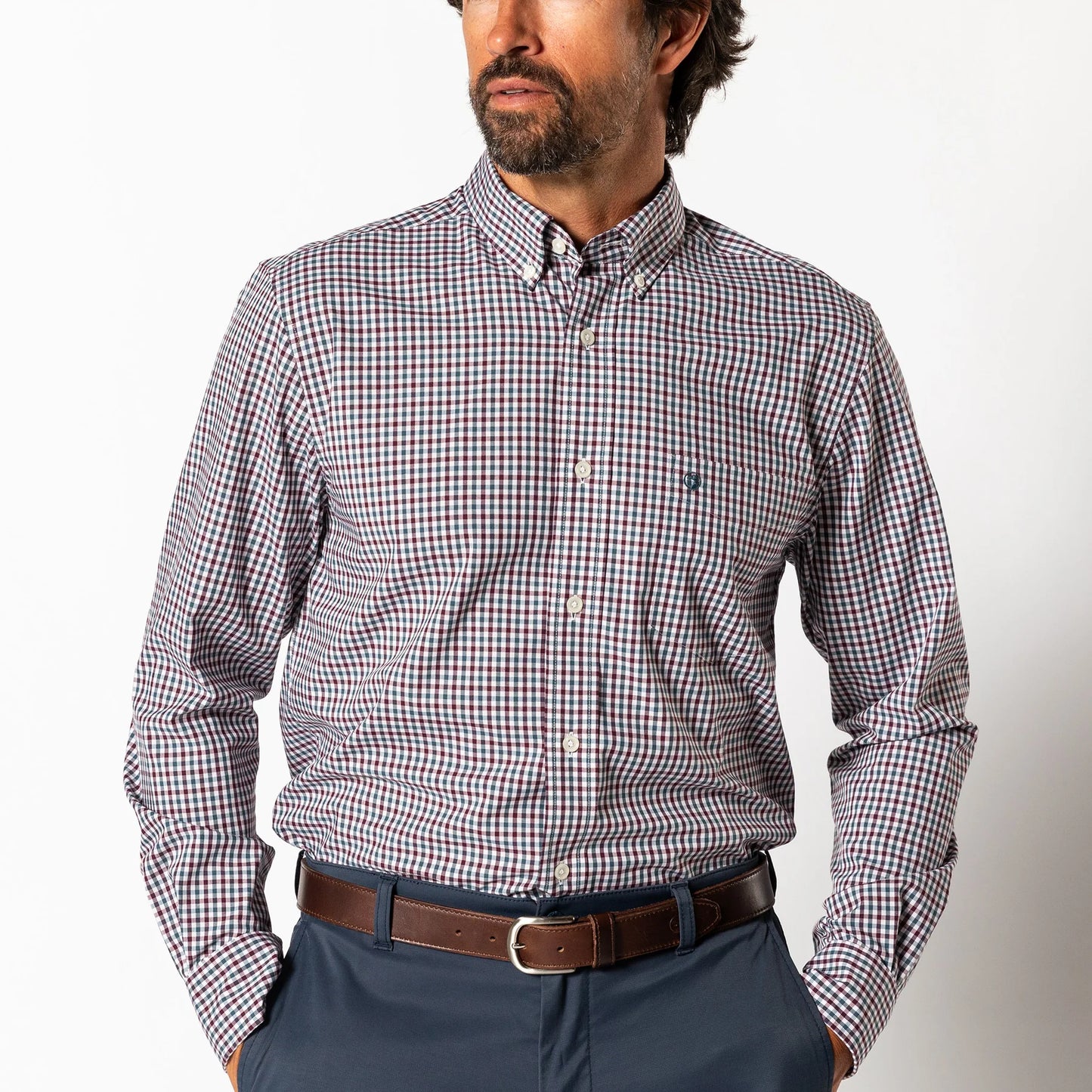 Performance Poplin Sport Shirt | Merill Gingham | Duck Head