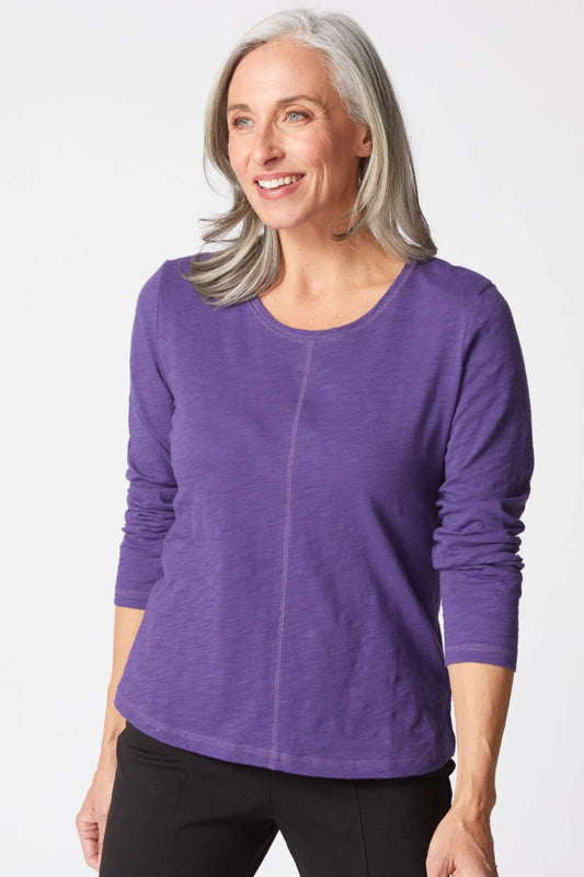 Cotton Pebble Long Sleeve Coverstitch Tee