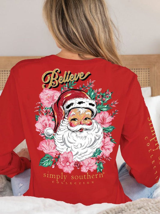 Floral Santa LS Shirt